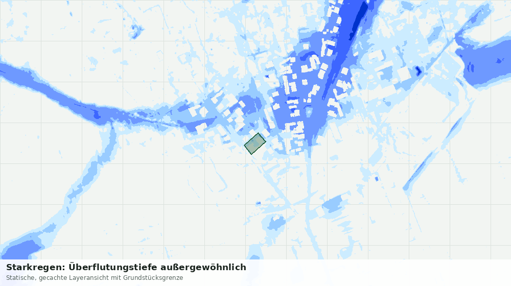 Statische Kartenansicht: Starkregen: Überflutungstiefe außergewöhnlich