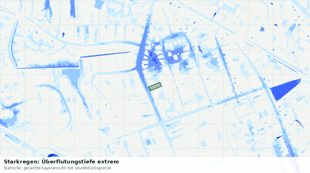 Statische Kartenansicht: Starkregen: Überflutungstiefe extrem