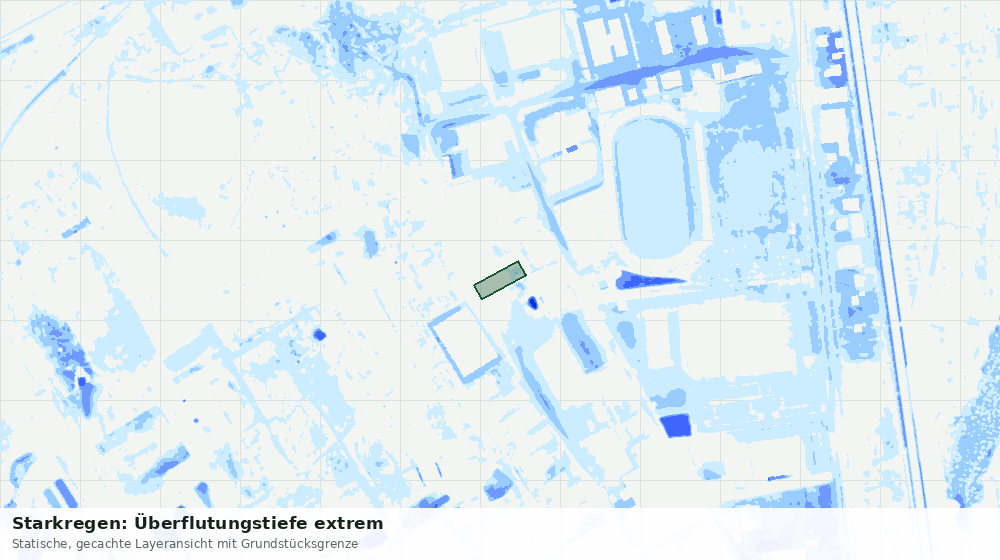 Statische Kartenansicht: Starkregen: Überflutungstiefe extrem