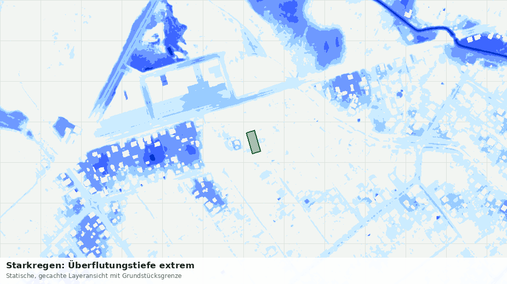 Statische Kartenansicht: Starkregen: Überflutungstiefe extrem