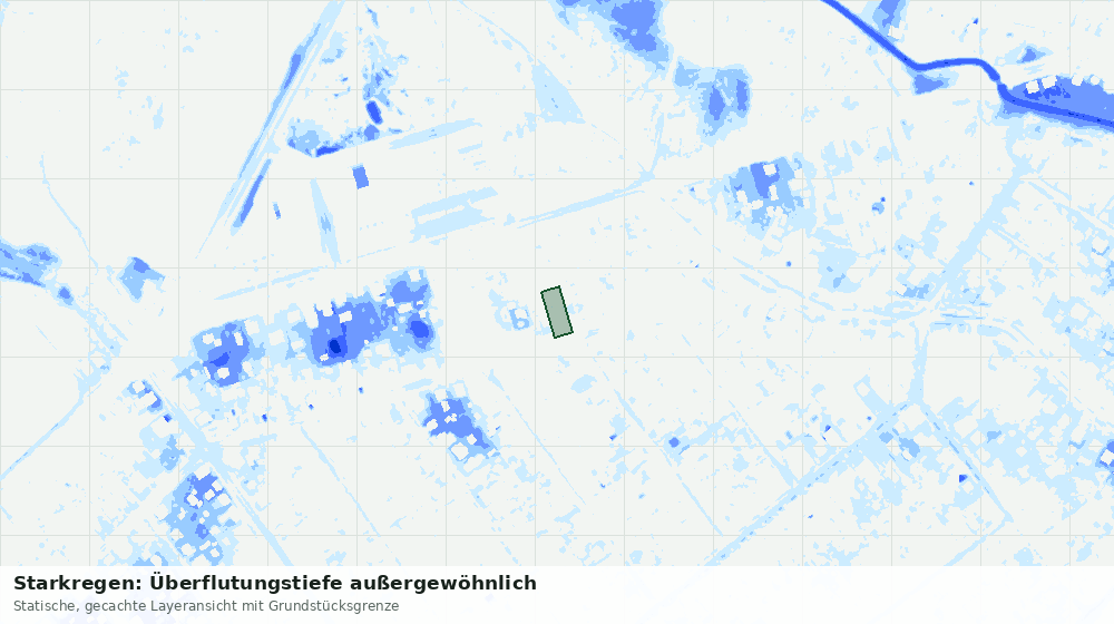 Statische Kartenansicht: Starkregen: Überflutungstiefe außergewöhnlich