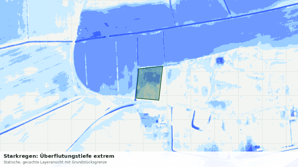 Statische Kartenansicht: Starkregen: Überflutungstiefe extrem