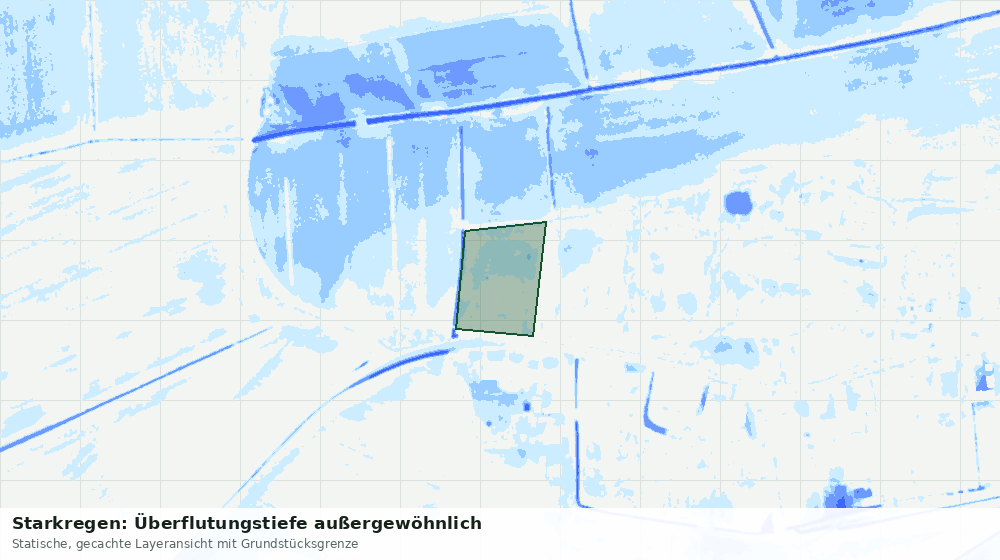 Statische Kartenansicht: Starkregen: Überflutungstiefe außergewöhnlich