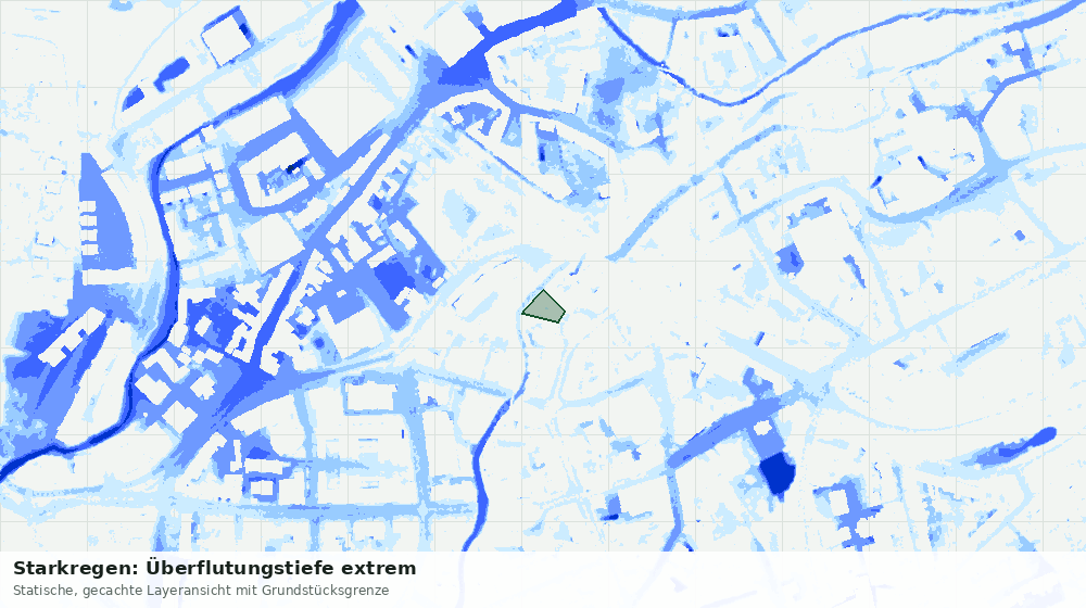 Statische Kartenansicht: Starkregen: Überflutungstiefe extrem
