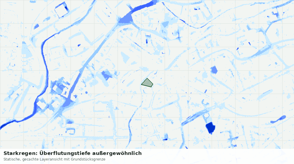 Statische Kartenansicht: Starkregen: Überflutungstiefe außergewöhnlich