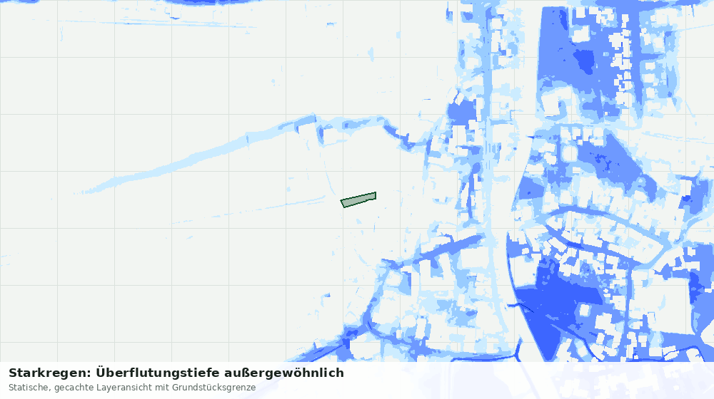 Statische Kartenansicht: Starkregen: Überflutungstiefe außergewöhnlich