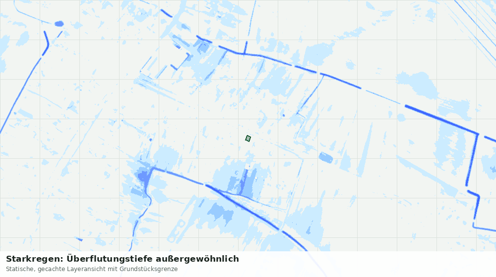 Statische Kartenansicht: Starkregen: Überflutungstiefe außergewöhnlich