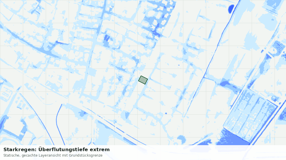 Statische Kartenansicht: Starkregen: Überflutungstiefe extrem