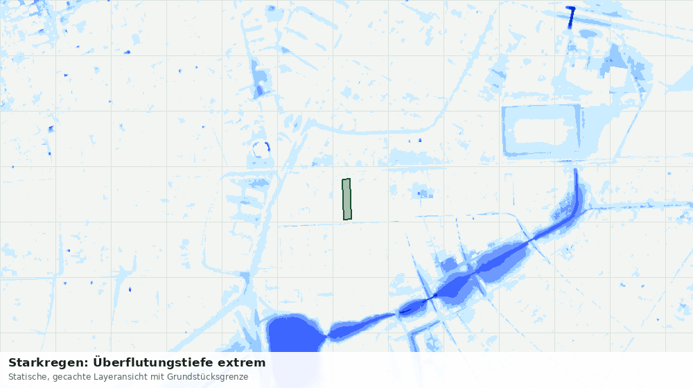 Statische Kartenansicht: Starkregen: Überflutungstiefe extrem