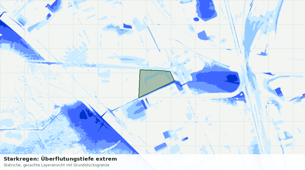 Statische Kartenansicht: Starkregen: Überflutungstiefe extrem