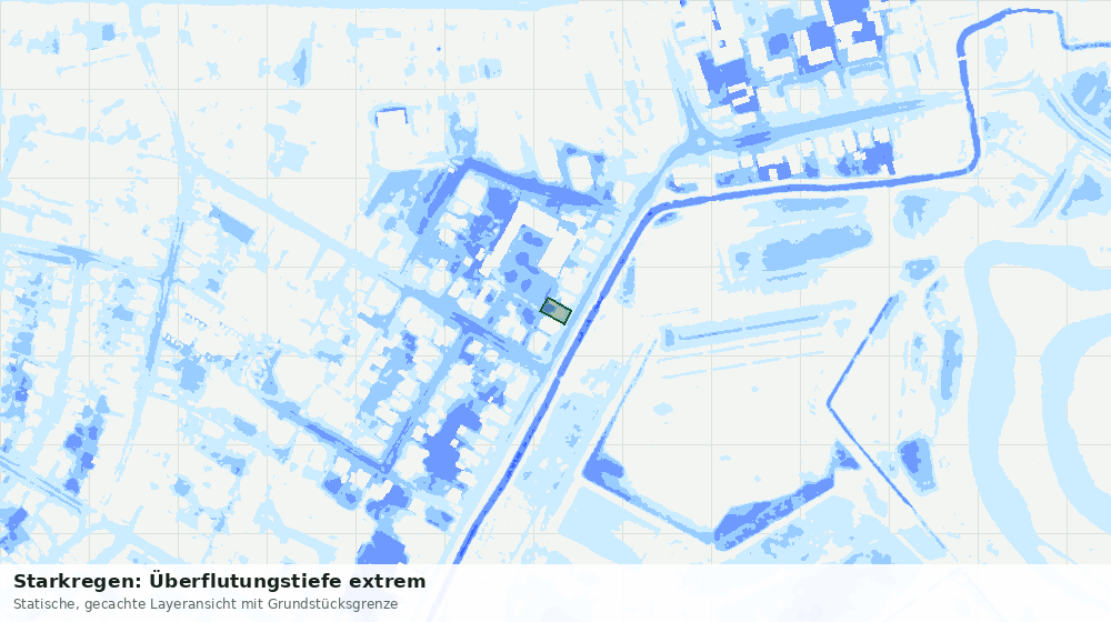 Statische Kartenansicht: Starkregen: Überflutungstiefe extrem