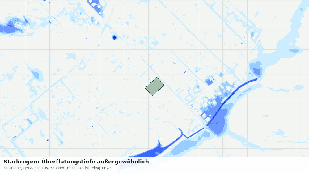 Statische Kartenansicht: Starkregen: Überflutungstiefe außergewöhnlich