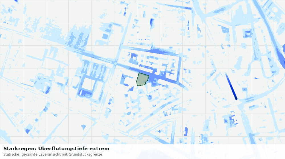 Statische Kartenansicht: Starkregen: Überflutungstiefe extrem