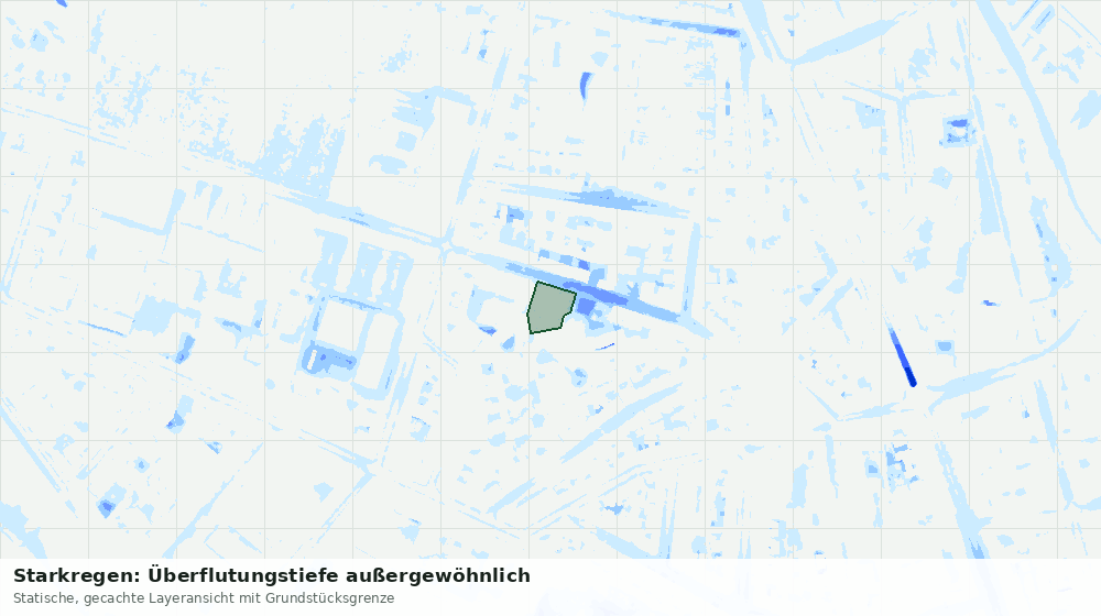 Statische Kartenansicht: Starkregen: Überflutungstiefe außergewöhnlich