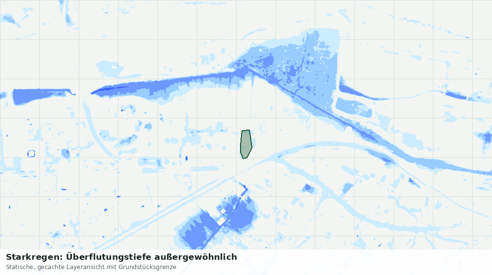 Statische Kartenansicht: Starkregen: Überflutungstiefe außergewöhnlich