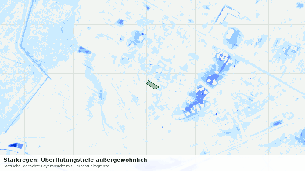 Statische Kartenansicht: Starkregen: Überflutungstiefe außergewöhnlich