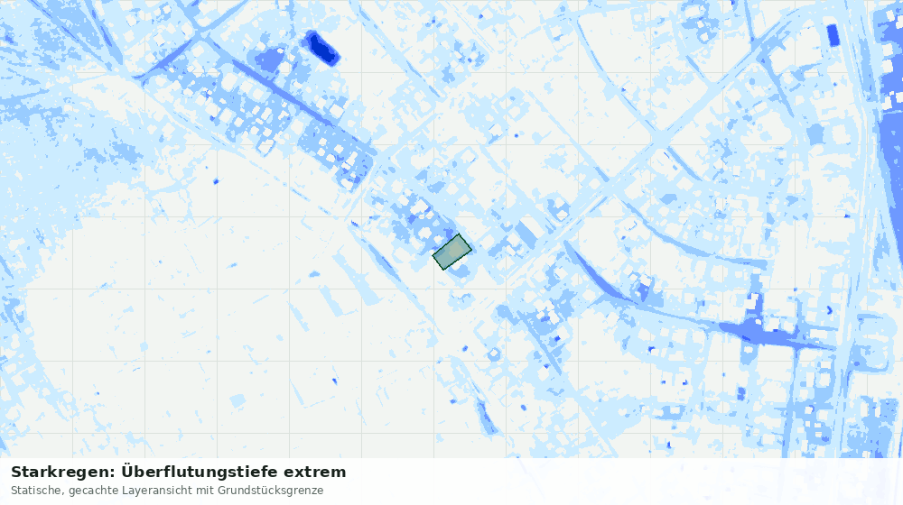 Statische Kartenansicht: Starkregen: Überflutungstiefe extrem