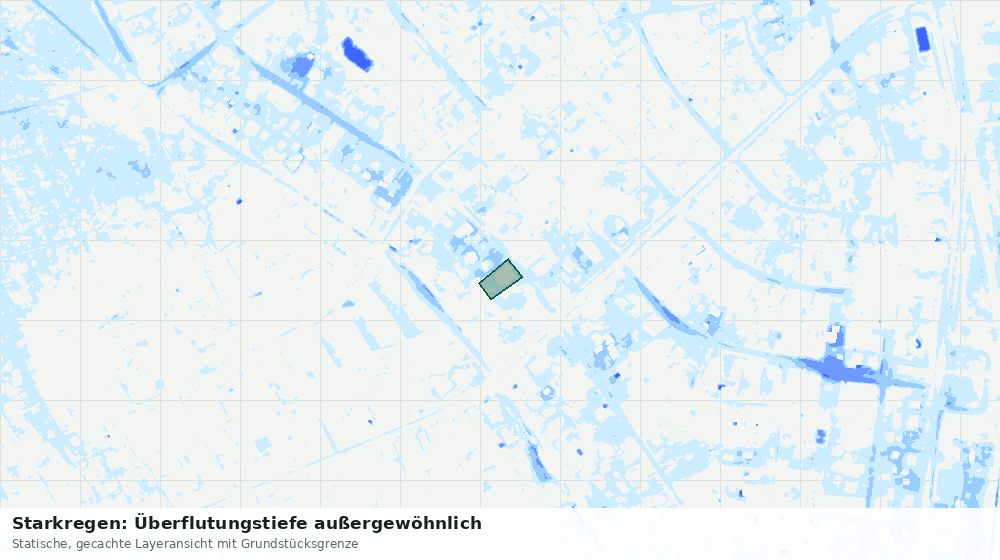 Statische Kartenansicht: Starkregen: Überflutungstiefe außergewöhnlich
