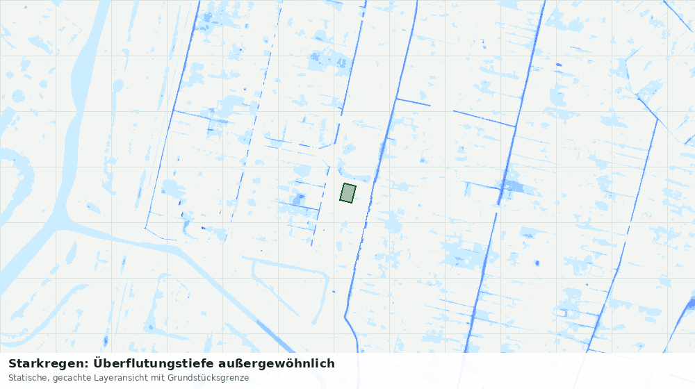 Statische Kartenansicht: Starkregen: Überflutungstiefe außergewöhnlich