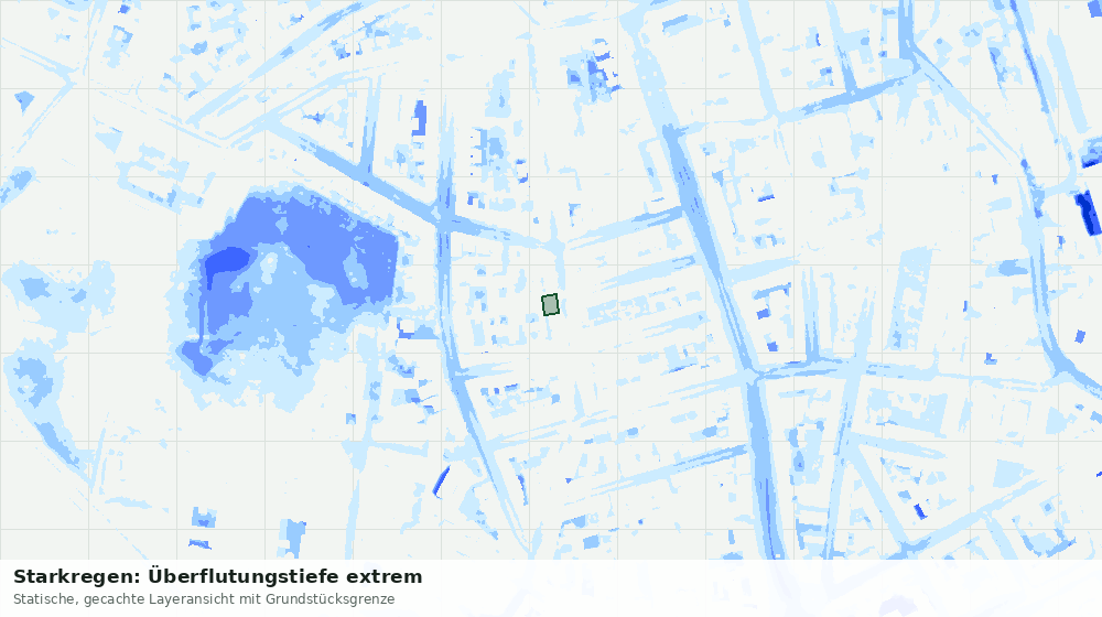 Statische Kartenansicht: Starkregen: Überflutungstiefe extrem