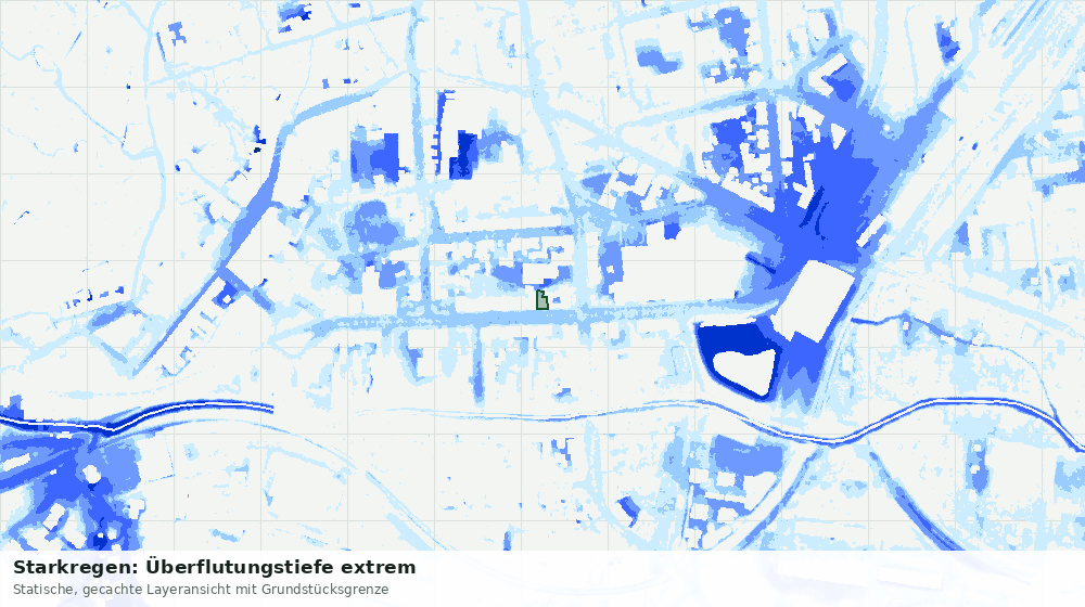 Statische Kartenansicht: Starkregen: Überflutungstiefe extrem