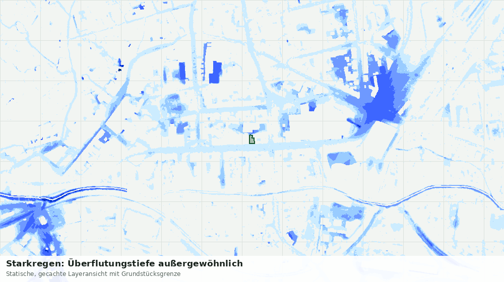 Statische Kartenansicht: Starkregen: Überflutungstiefe außergewöhnlich
