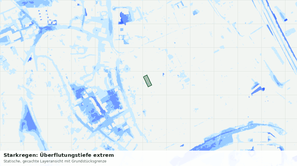 Statische Kartenansicht: Starkregen: Überflutungstiefe extrem