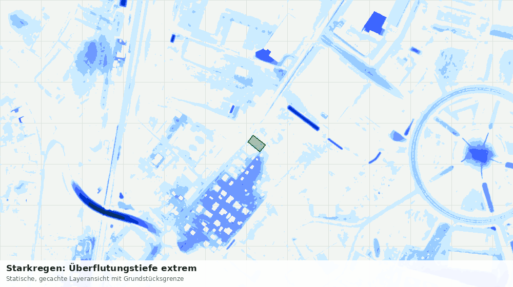 Statische Kartenansicht: Starkregen: Überflutungstiefe extrem