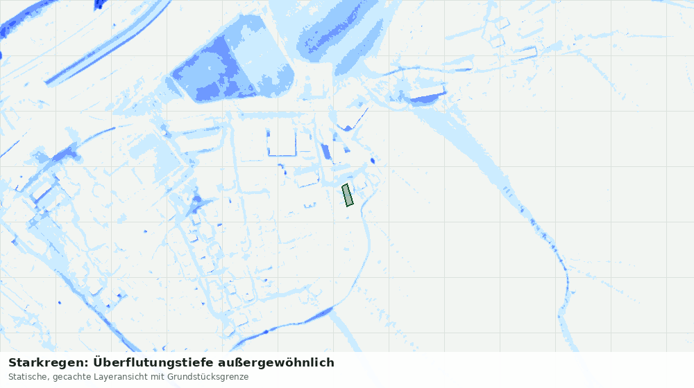 Statische Kartenansicht: Starkregen: Überflutungstiefe außergewöhnlich