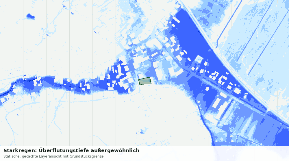 Statische Kartenansicht: Starkregen: Überflutungstiefe außergewöhnlich
