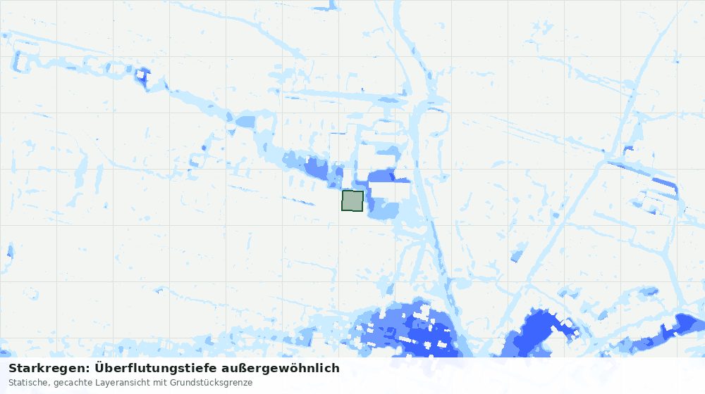 Statische Kartenansicht: Starkregen: Überflutungstiefe außergewöhnlich