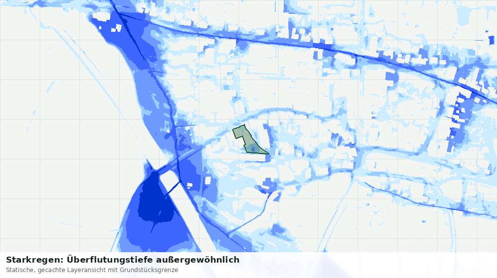 Statische Kartenansicht: Starkregen: Überflutungstiefe außergewöhnlich