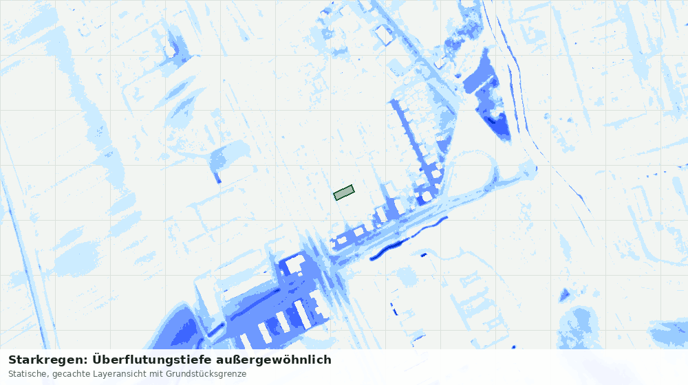Statische Kartenansicht: Starkregen: Überflutungstiefe außergewöhnlich