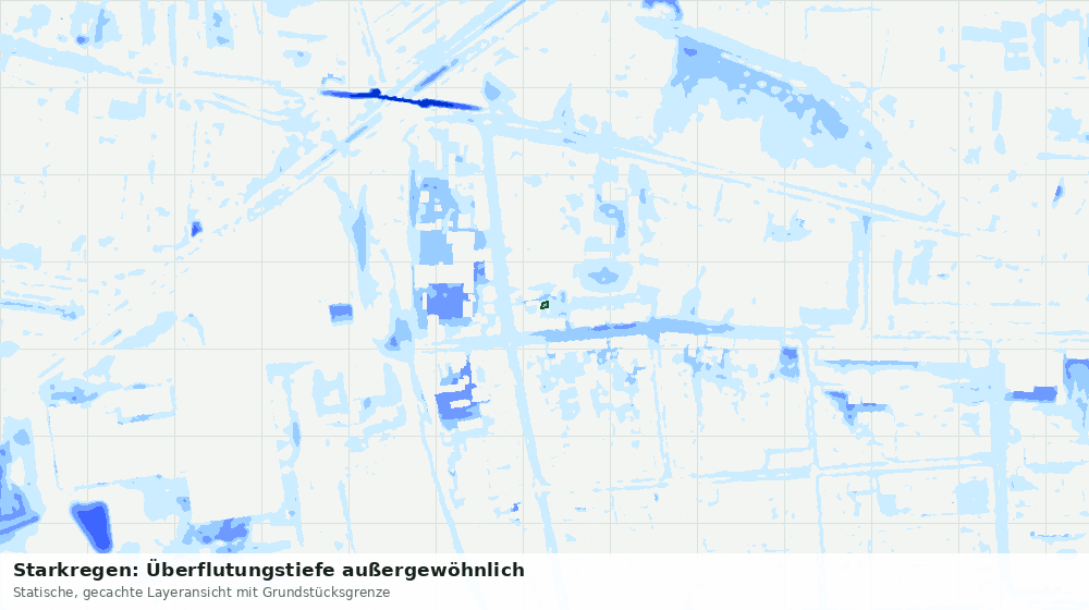 Statische Kartenansicht: Starkregen: Überflutungstiefe außergewöhnlich