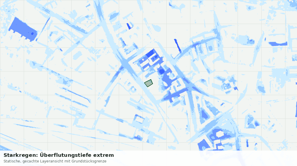 Statische Kartenansicht: Starkregen: Überflutungstiefe extrem