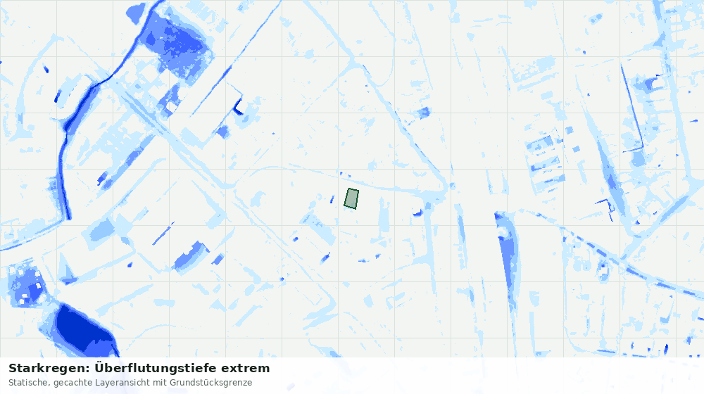 Statische Kartenansicht: Starkregen: Überflutungstiefe extrem