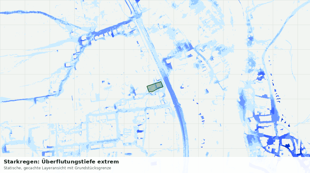 Statische Kartenansicht: Starkregen: Überflutungstiefe extrem