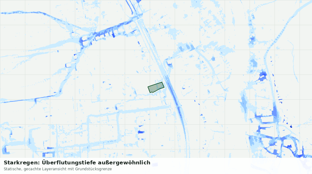 Statische Kartenansicht: Starkregen: Überflutungstiefe außergewöhnlich