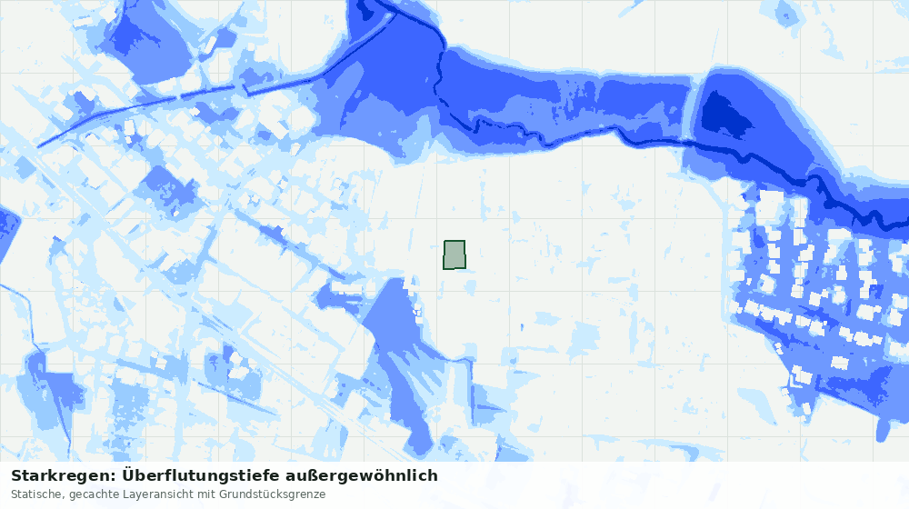 Statische Kartenansicht: Starkregen: Überflutungstiefe außergewöhnlich