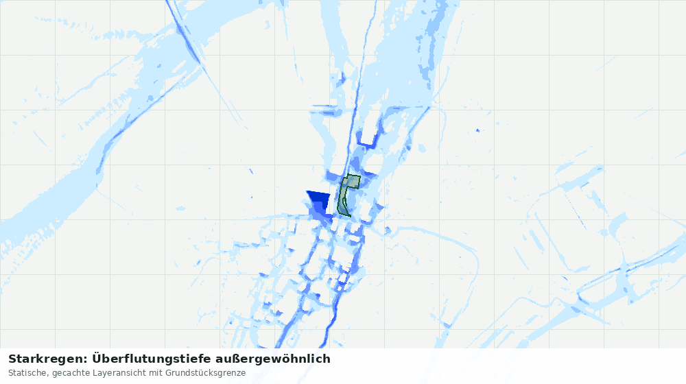 Statische Kartenansicht: Starkregen: Überflutungstiefe außergewöhnlich