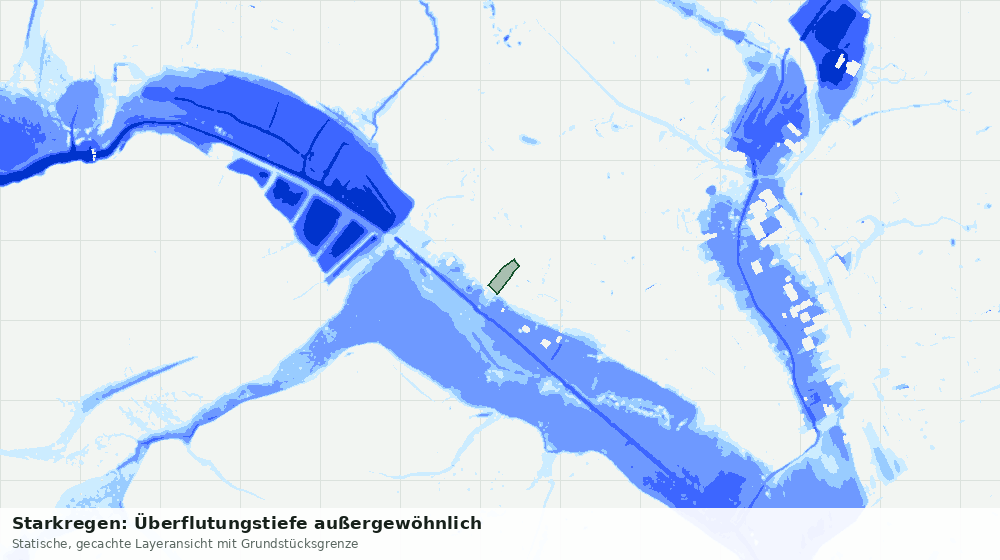 Statische Kartenansicht: Starkregen: Überflutungstiefe außergewöhnlich
