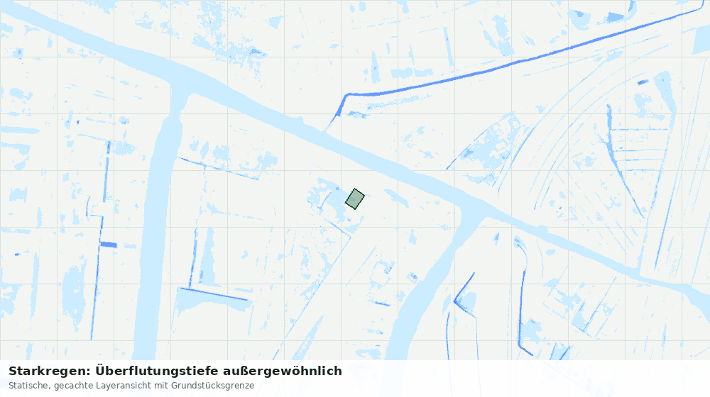 Statische Kartenansicht: Starkregen: Überflutungstiefe außergewöhnlich