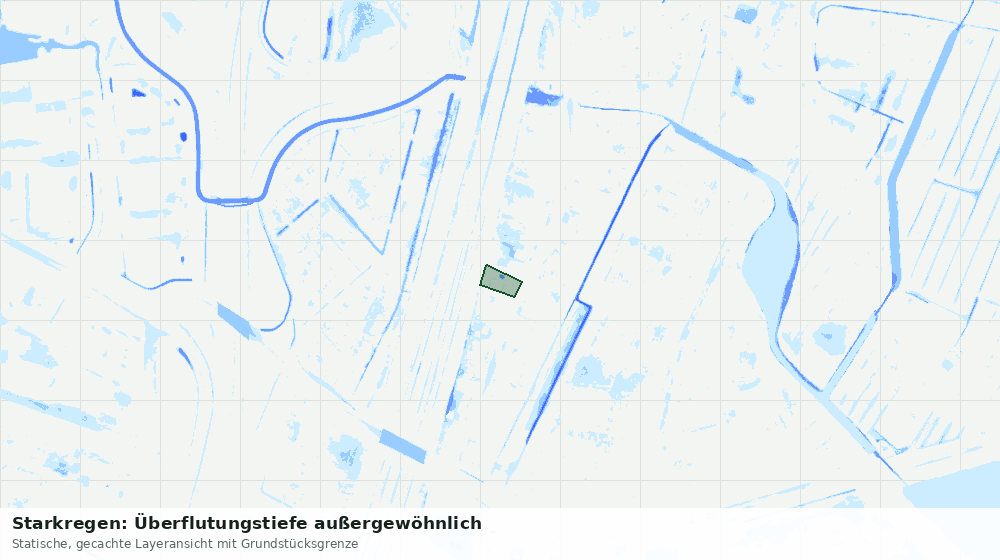 Statische Kartenansicht: Starkregen: Überflutungstiefe außergewöhnlich