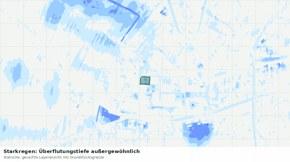 Statische Kartenansicht: Starkregen: Überflutungstiefe außergewöhnlich