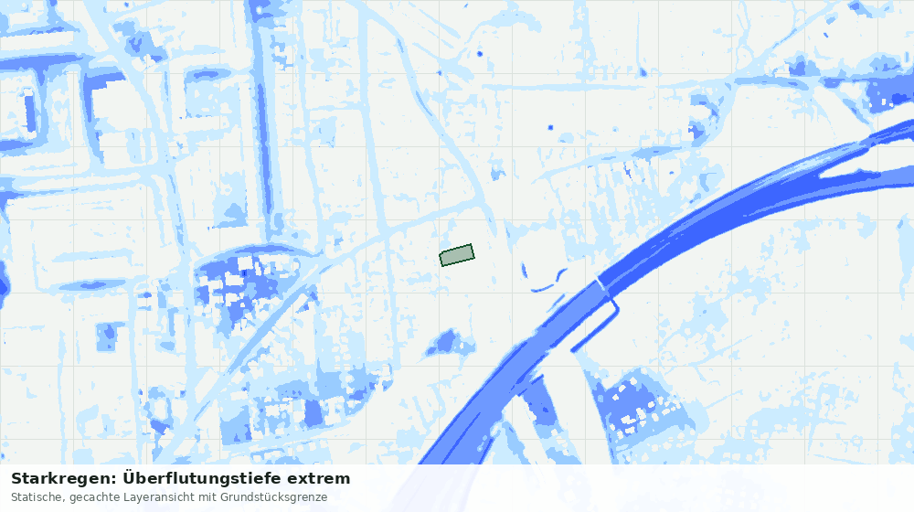 Statische Kartenansicht: Starkregen: Überflutungstiefe extrem