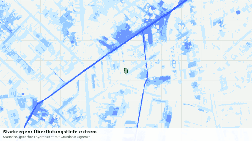 Statische Kartenansicht: Starkregen: Überflutungstiefe extrem