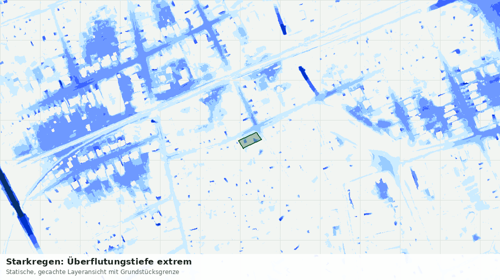 Statische Kartenansicht: Starkregen: Überflutungstiefe extrem