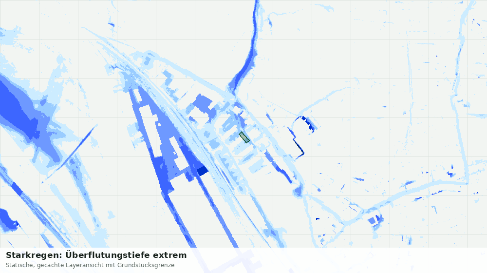 Statische Kartenansicht: Starkregen: Überflutungstiefe extrem