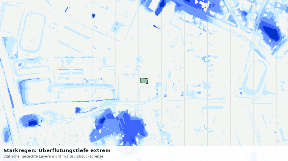 Statische Kartenansicht: Starkregen: Überflutungstiefe extrem