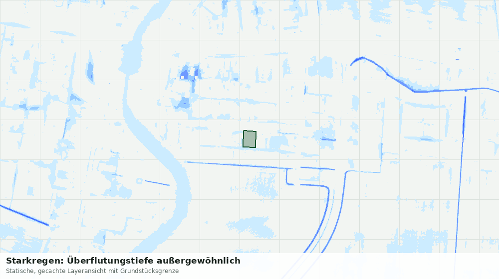 Statische Kartenansicht: Starkregen: Überflutungstiefe außergewöhnlich